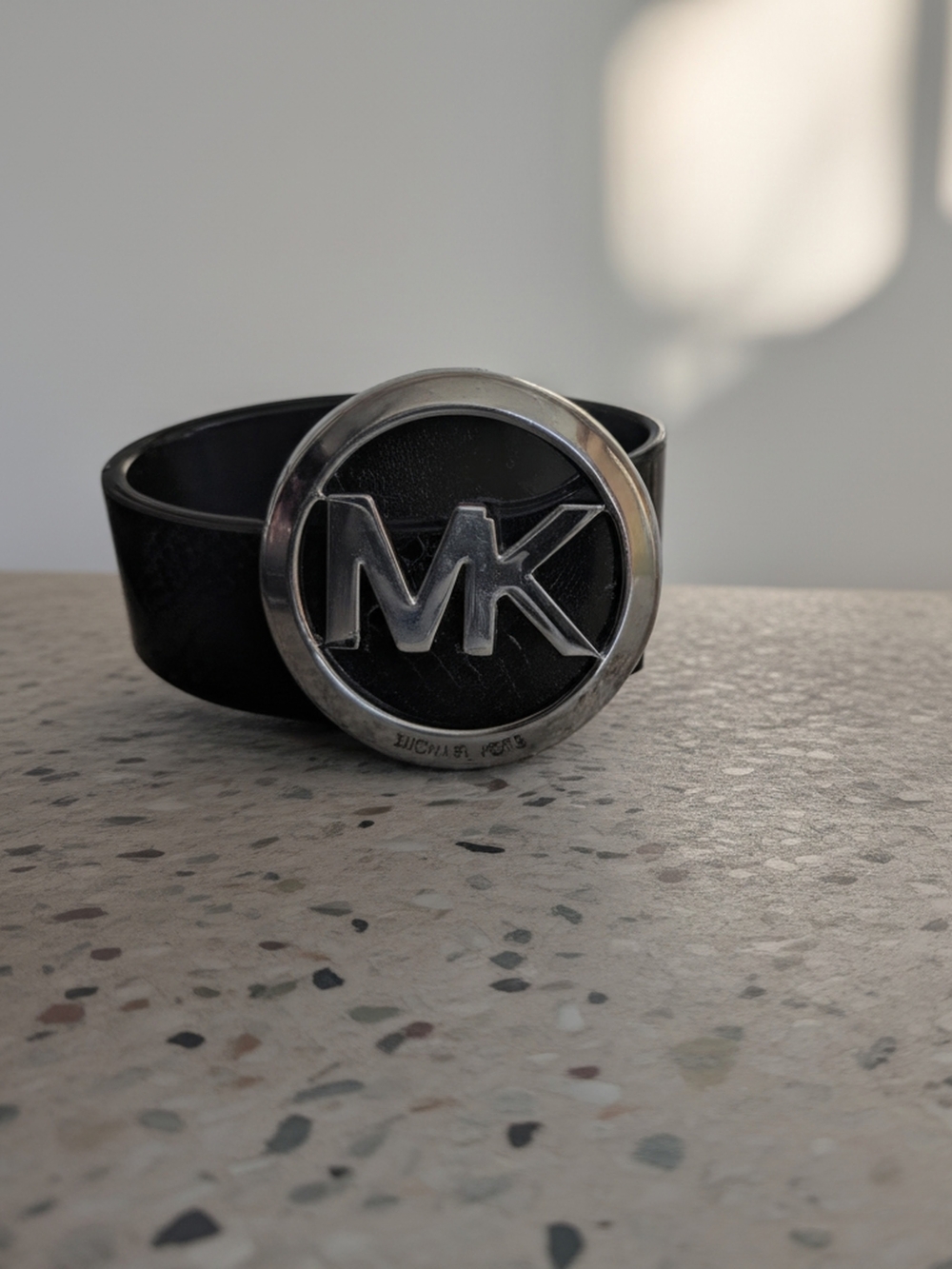 Michael Kors Men's Black Leather Logo Belt
